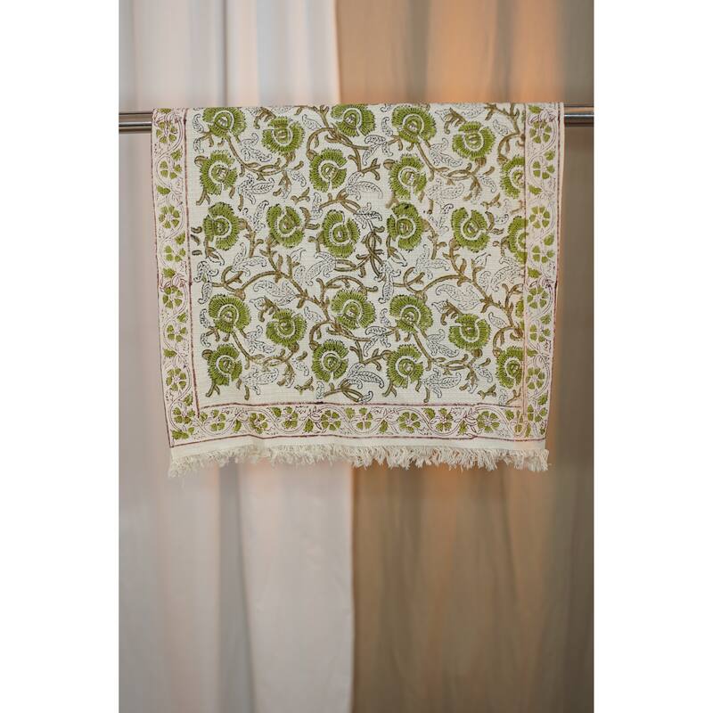 Fabdivine Honeycomb or Waffle Weave Hand Block Floral Print Hand Towel, Kitchen Gift Use