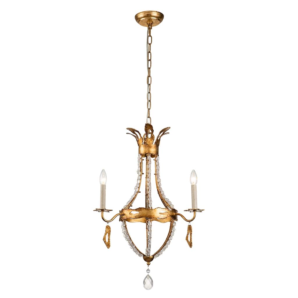 3 Light Mini Antique Gold Rustic Chandelier