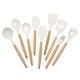 preview thumbnail 1 of 0, Elyon 9 Piece Colored Silicone with Wood Handles Kitchen Utensils Set - 9 Piece White