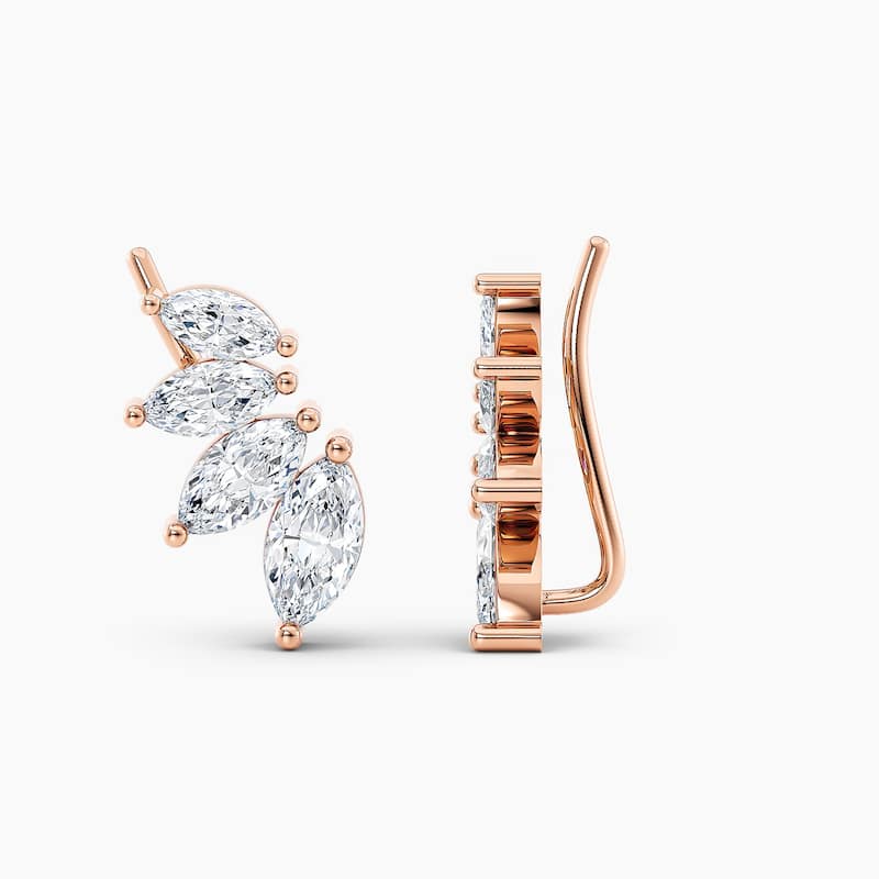 Auriya 1 1/2ctw Marquise Lab Grown Diamond Climber Earrings 14-karat Gold (E-F, VS1-VS2) - Rose
