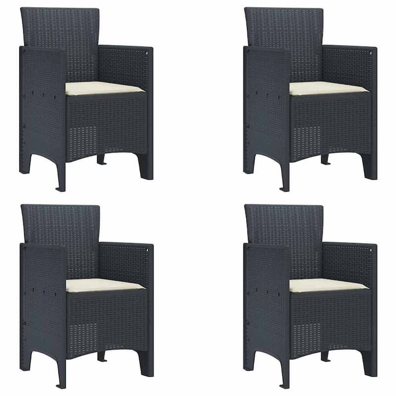 vidaXL Garden Dining Set 5/7 pcs Anthracite/Brown Polt rattan - 150 x 100 x 73 cm