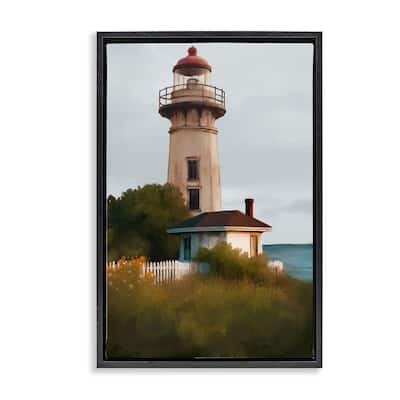 Stupell Scenic Summer Lighthouse View Framed Floater Canvas Wall Art Design By Elizabeth Medley