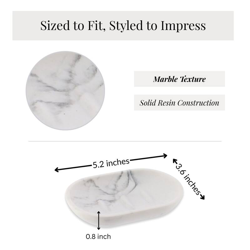 Marble Resin Hand Soap Dish - 5.2 L x 3.6 W x 0.8 H