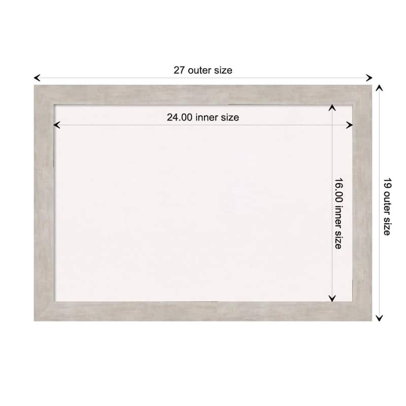 Marred Wood Framed White Corkboard Bulletin Board - Marred Silver - Board Size 24x16