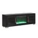 preview thumbnail 9 of 16, Furniture of America Fionna Modern Black Electric Fireplace TV Stand with LED and Shelves
