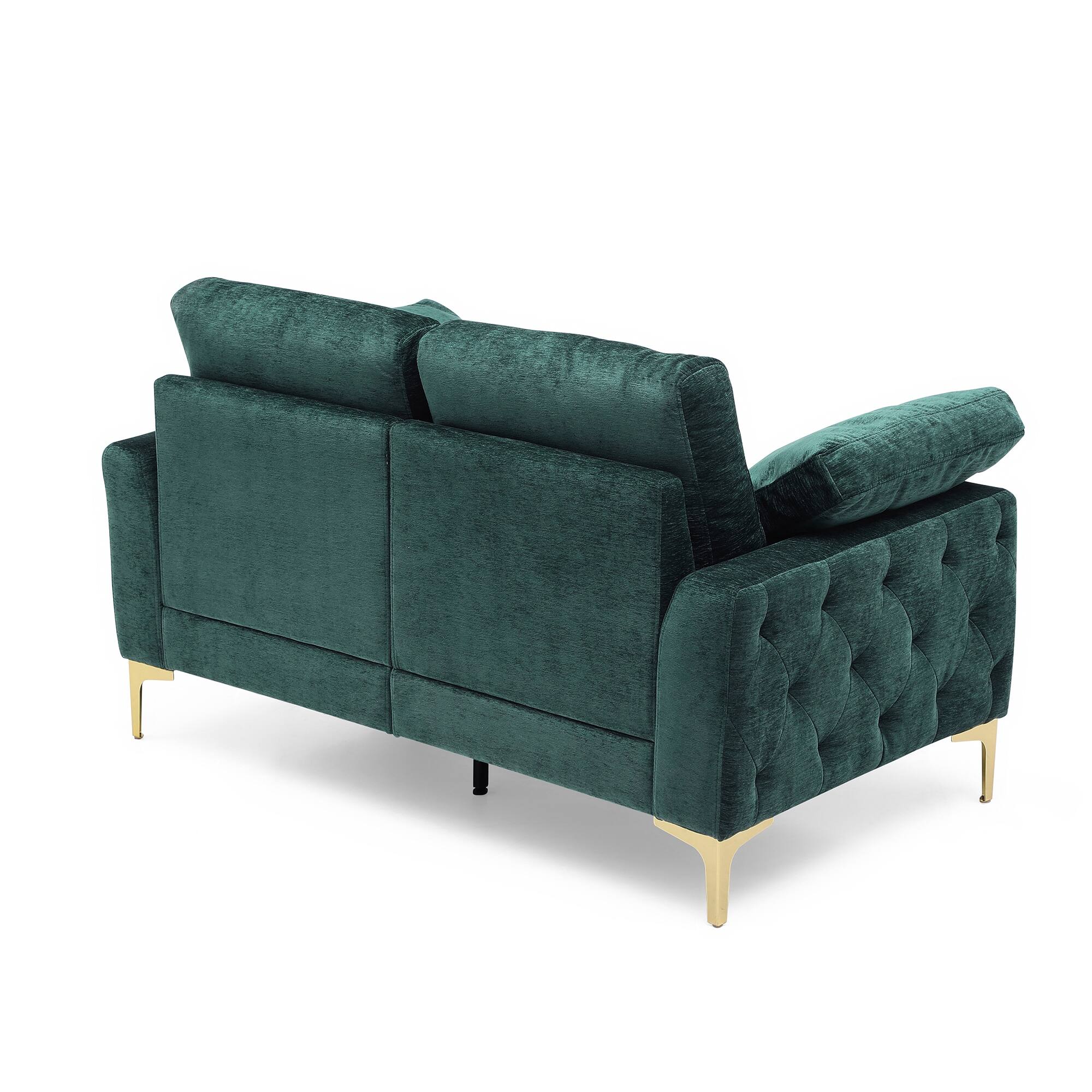 Diamond Tufted Reclining Loveseat, Straight Row Sofa Couches, Green