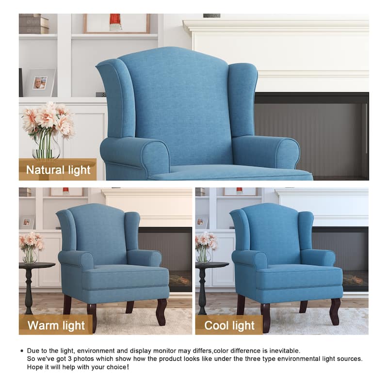 Elegant Living Room Wing Back Arm Chair Upholstered Accent Chair