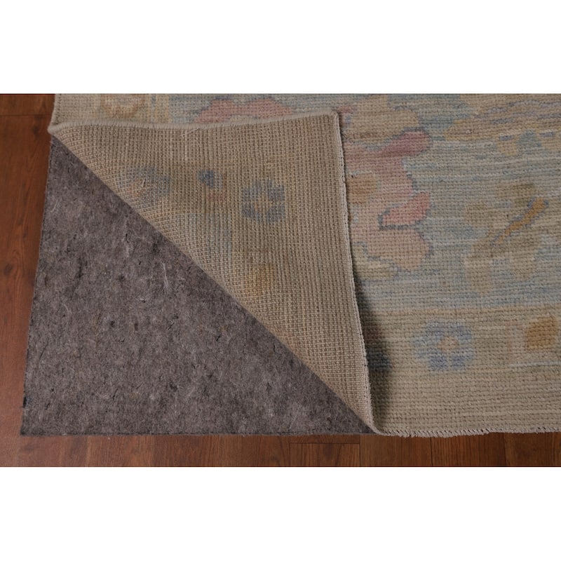 Vegetable Dye Oushak Turkish Rug Hand-Knotted Dining Room Wool Carpet - 9'0"x 12'1"