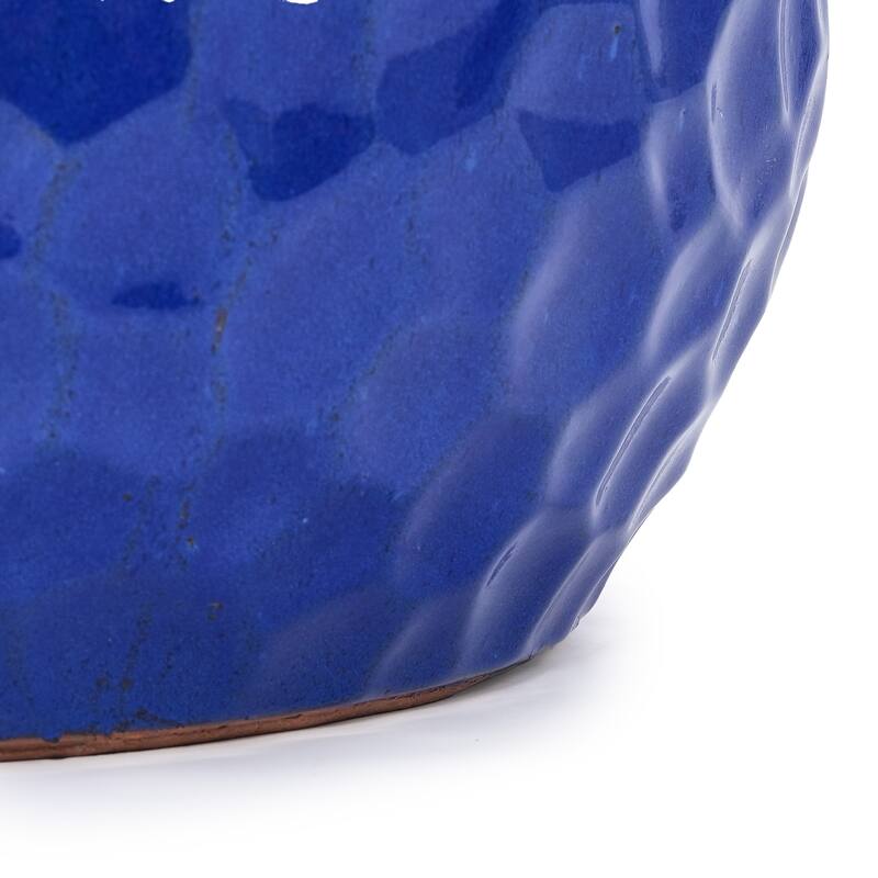 Ceramic Pots in Cobalt Blue Violets and Herbs with Breathable Design