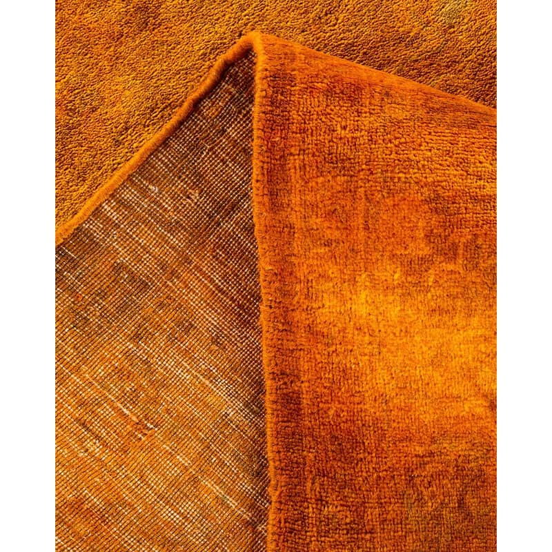 Overton Hand Knotted Wool Vintage Inspired Modern Contemporary Overdyed Gold Area Rug - 10' 10" x 15' 7"