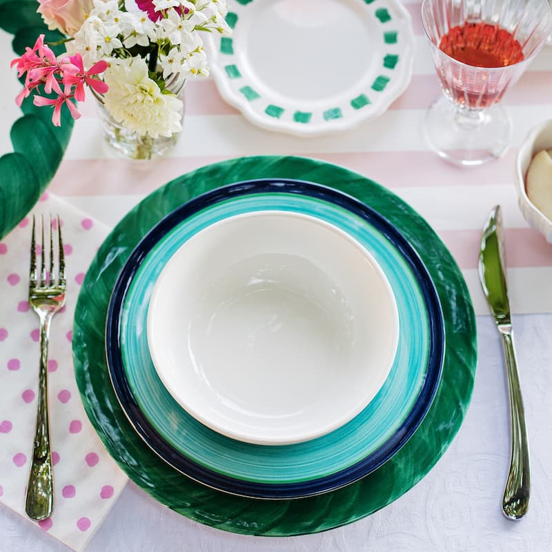viva by VIETRI Lisbon Green Brushstroke Dinner Plate