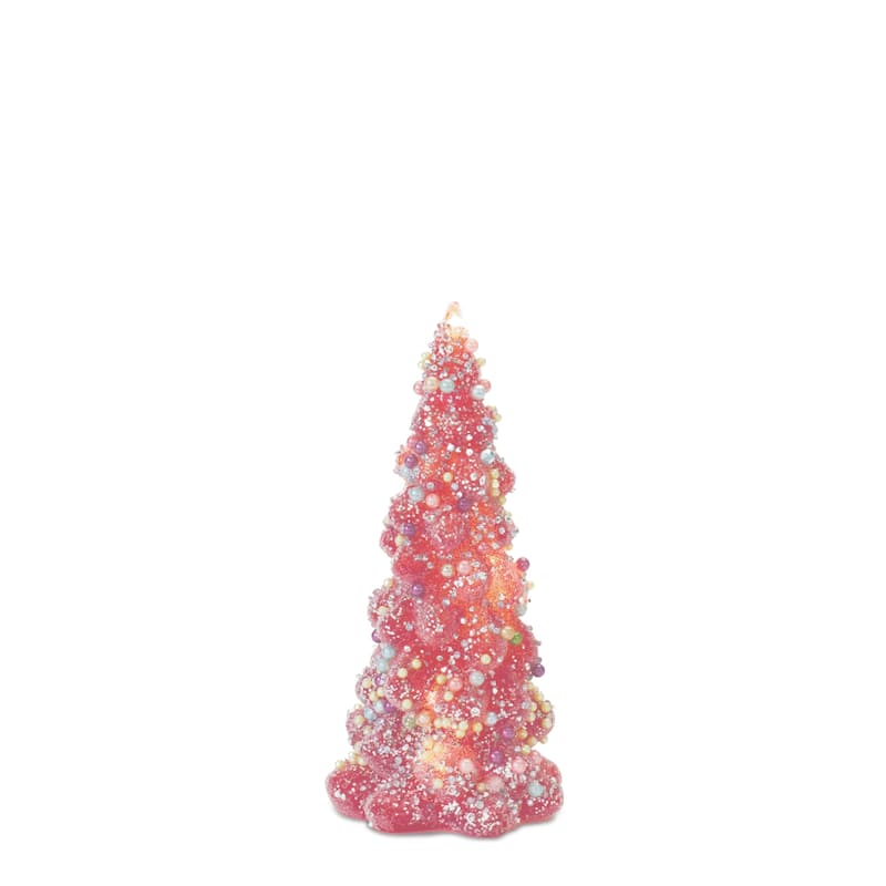 LED Tree with Rainbow Pearl Ornaments (Set of 3) - N/A