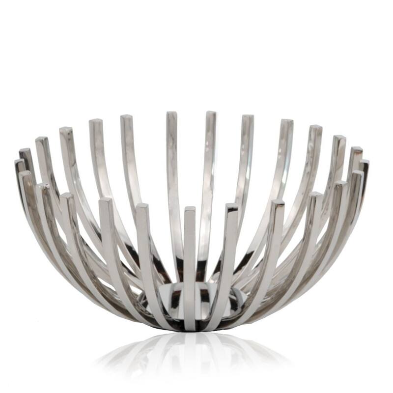 HomeRoots 6" Silver Stainless Steel Decorative Bowl - 14' X '6' X '14