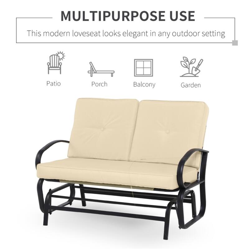 Outdoor Glider Bench 2-Seater with Breathable Mesh Fabric - 47.25'' W x 29.5'' D x 32.25'' H