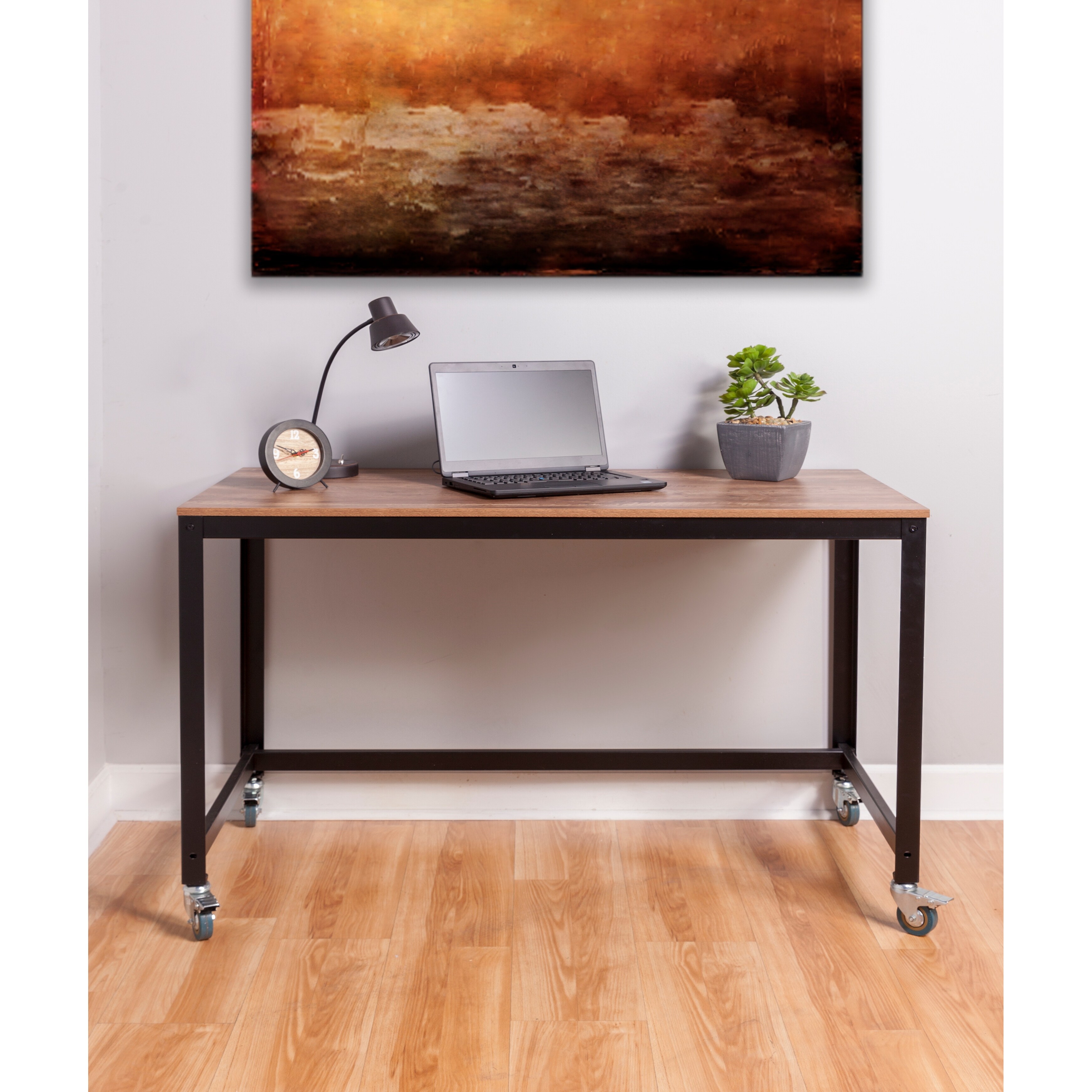 OneSpace Black Steel and Wood Loft Writing Desk Bed Bath Beyond 15410044