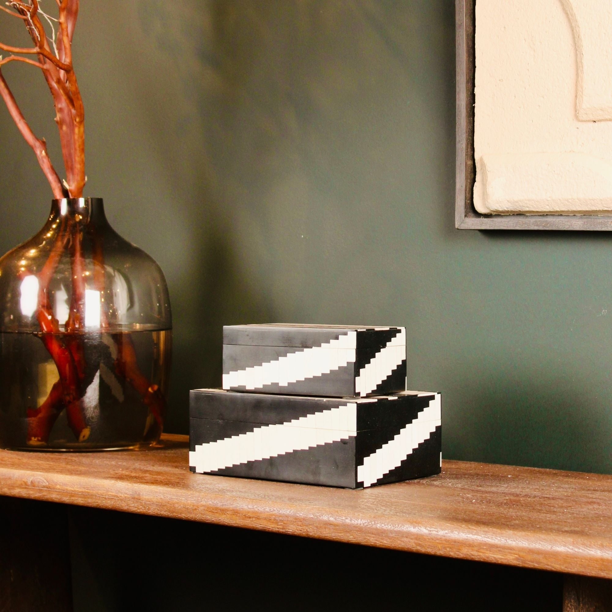 Kamari Geometric Inlay Decorative Nesting Box (Set of 2) by East at Main