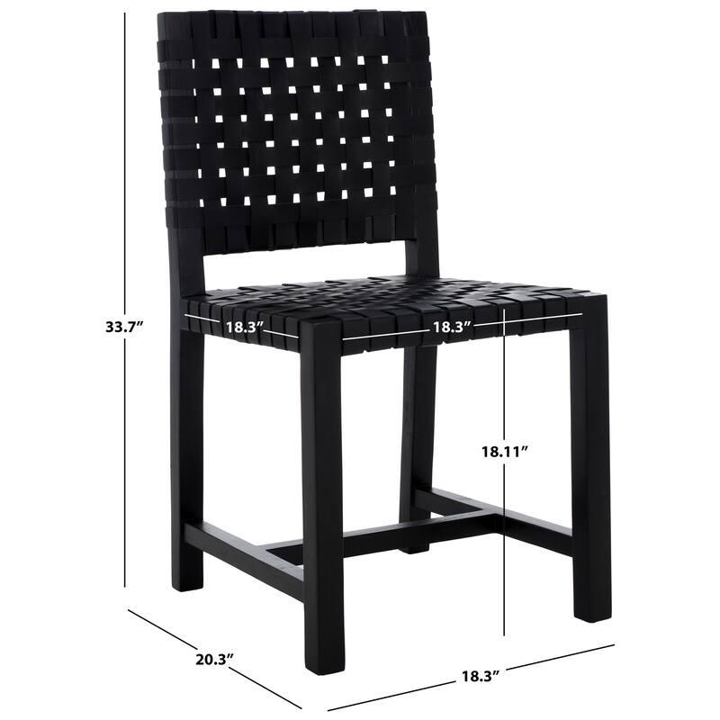 SAFAVIEH Arlene Solid Wood & Leather Dining Chair (Fully Assembled) - 18.3 In. W x 20.3 In. D x 33.7 In. H - 18Wx20Dx34H