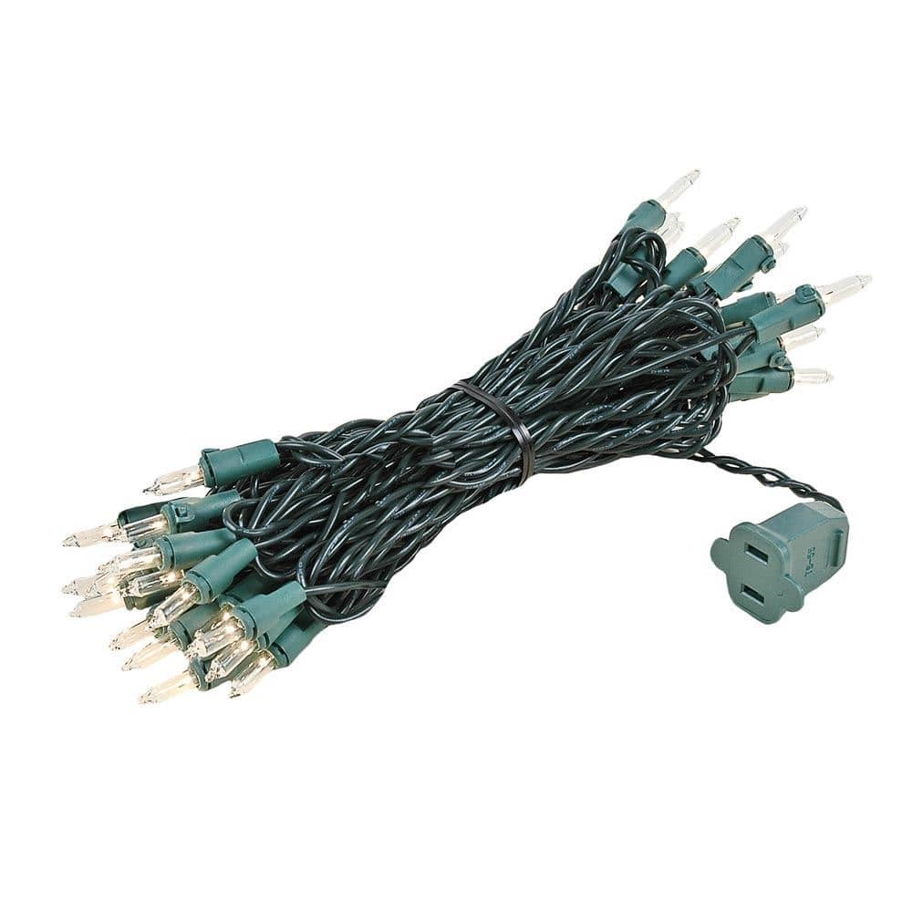 35 Light Clear Christmas Craft Mini Light Set, Green Wire, 17' Long