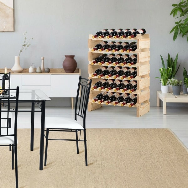 Shop Gymax 36 Bottle Modular Wine Rack 6 Tier Stackable Wooden