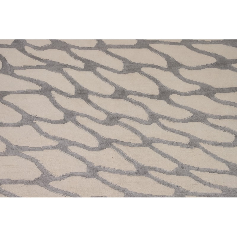 All-Over Abstract Modern Area Rug Handmade Wool Carpet - 7'11"x 9'9"