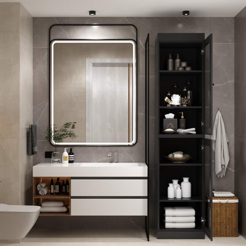 100% Solid Wood 16.5" Bathroom Cabinet with Optional Doors by Palace Imports