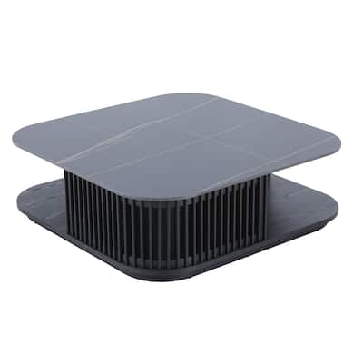 Modrest Chip Modern Black Ceramic & Black Ash Square Coffee Table