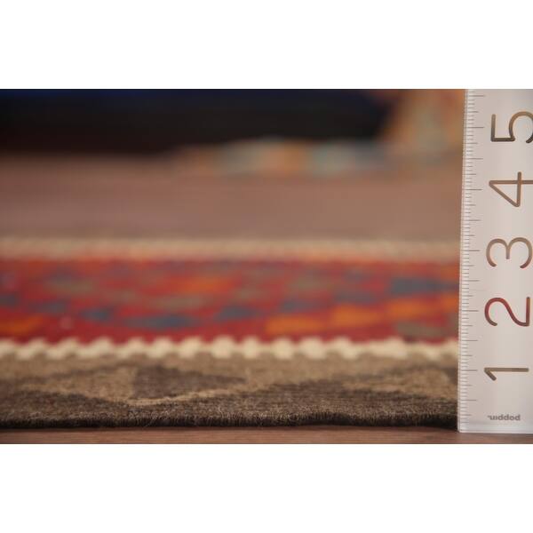 Reversible Kilim Runner Rug Hand-woven Wool Carpet - 2'9