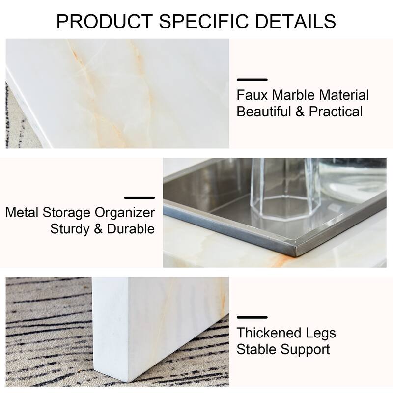 Modern Imitation Marble Coffee Table Simple Coffee Table Multifunctional Coffee Table, for Living Room