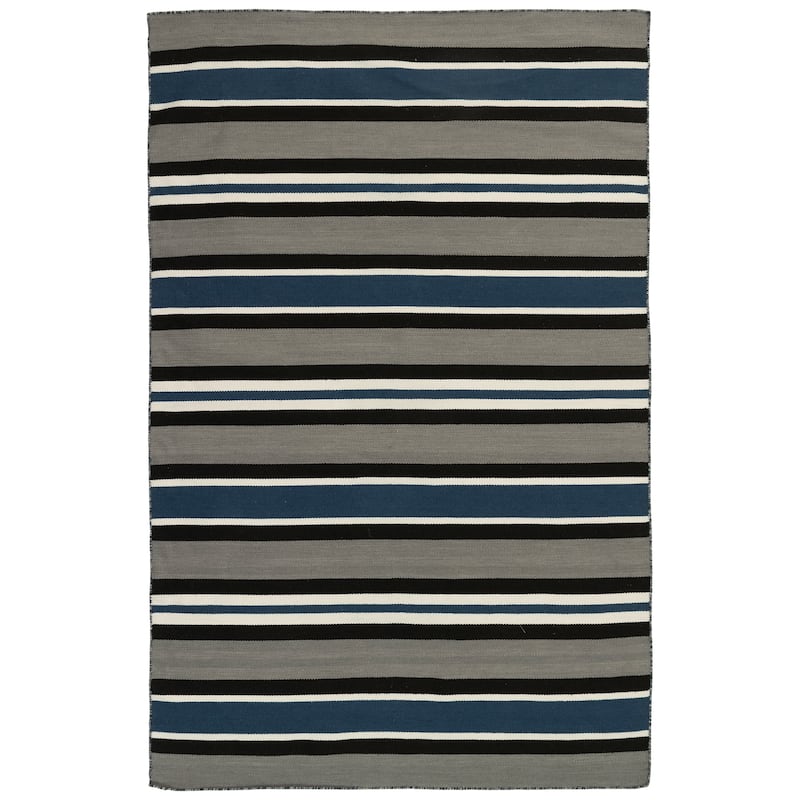 Liora Manne Sorrento Cabana Stripe Indoor/Outdoor Rug - 3'6" x 5'6" - Navy