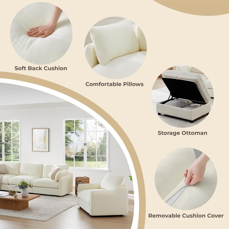 Spruce & Spring Oversized Cloud Modular Sectional Couches for Living Room