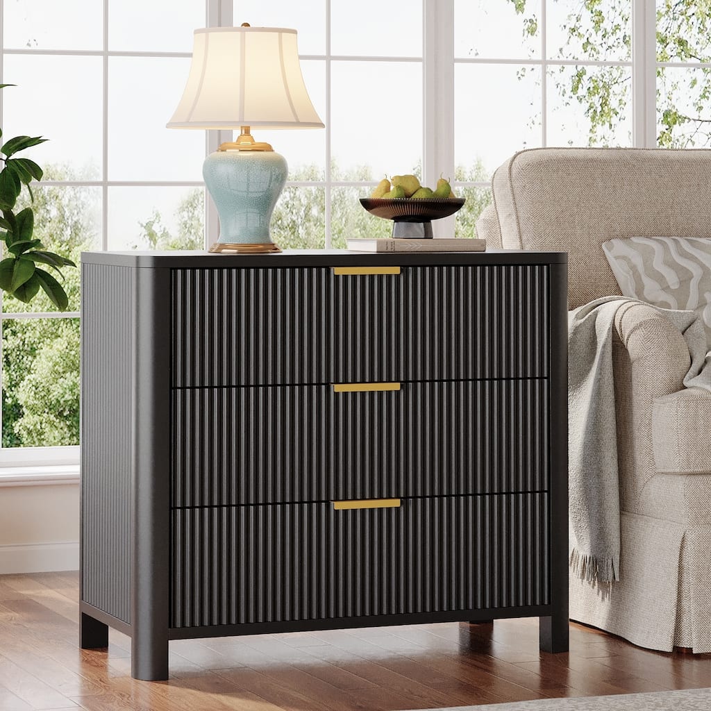 Modern Oversized Nightstand with Drawers, 31.5-Inch Sofa End Side Table with Storage, Extra Large Bedside Table