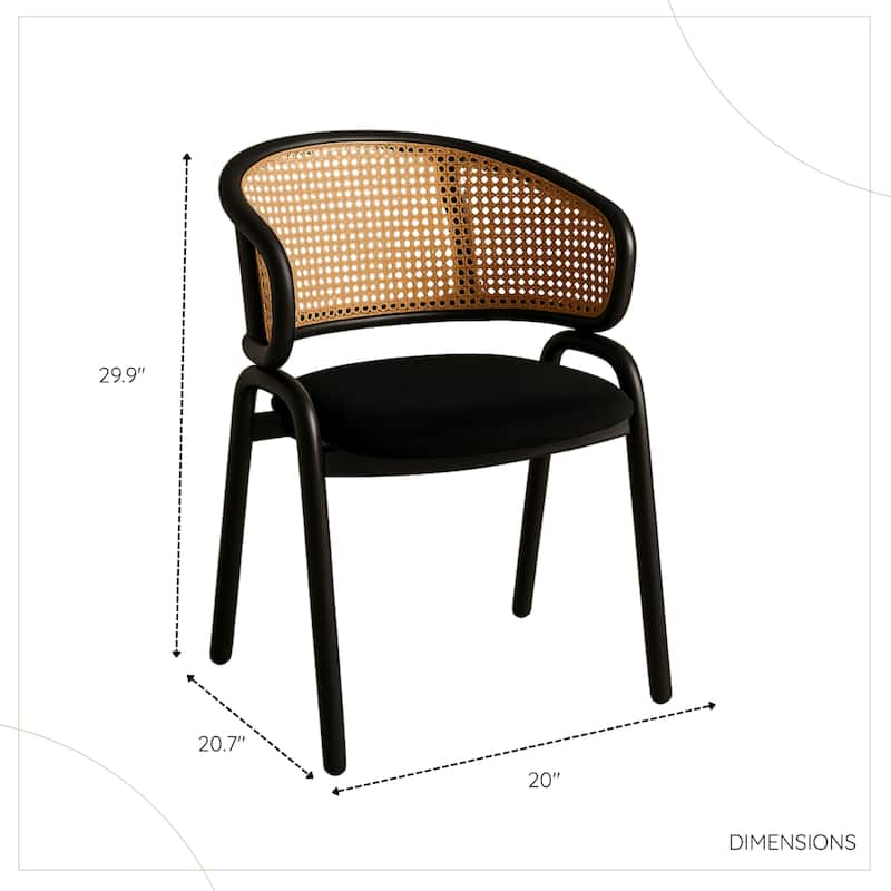 Ervilla Ergonomic Wicker Back Velvet Accent Dining Armchair with Powder Coated Steel Legs Protective Pad