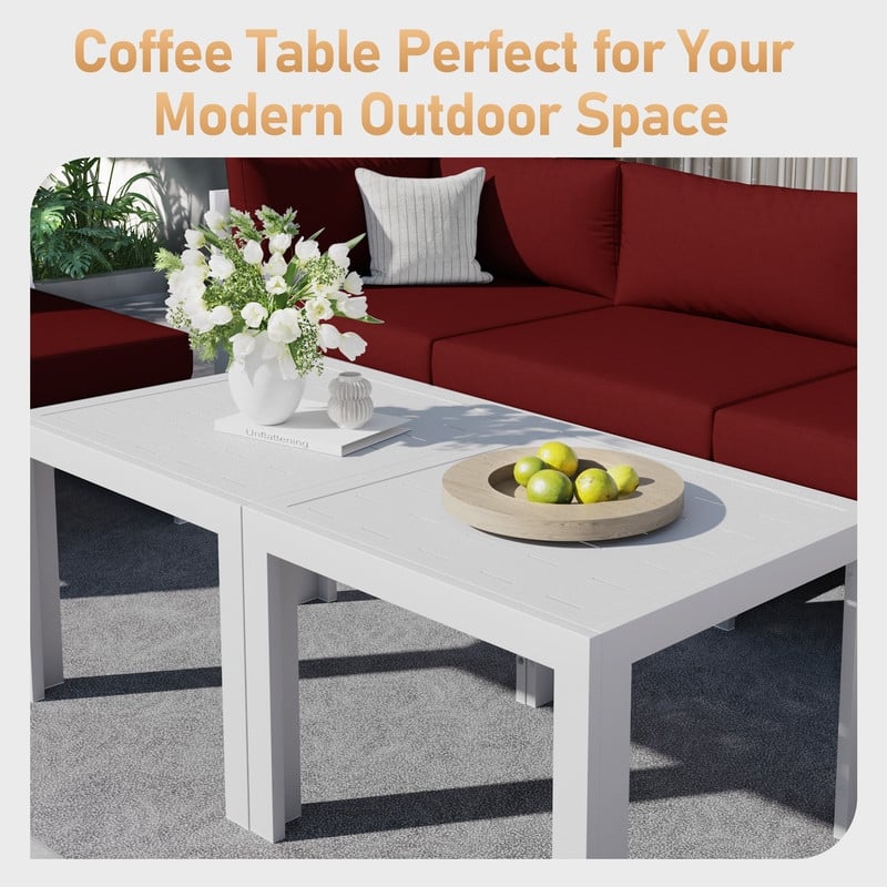 FINCATI 10-Piece Aluminum Patio Furniture Set, Outdoor Sectional Sofa with Cushions and Coffee Tables