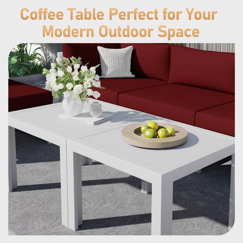 FINCATI White Aluminum Modern Patio Furniture Sectional Sofa Set with Cushion