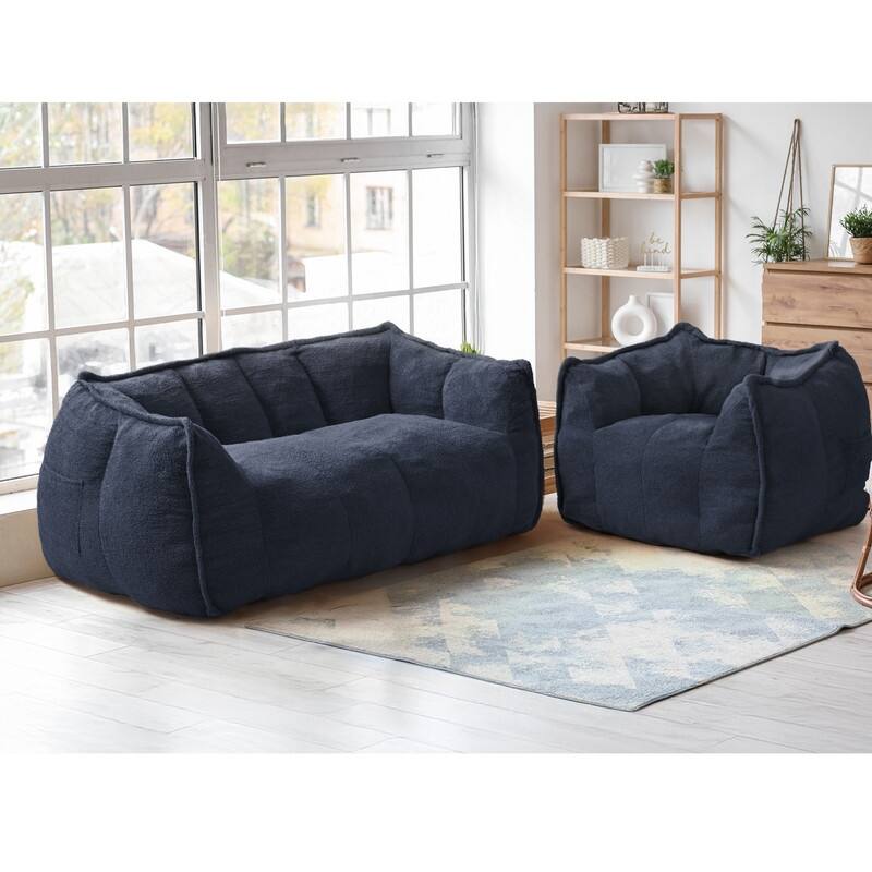Teddy Fleece 2-Person Bean Bag Sofa
