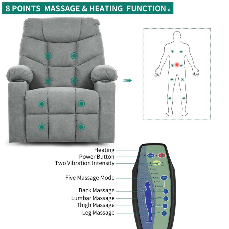 Modern Massage and Heating Recliner Sofa Chair
