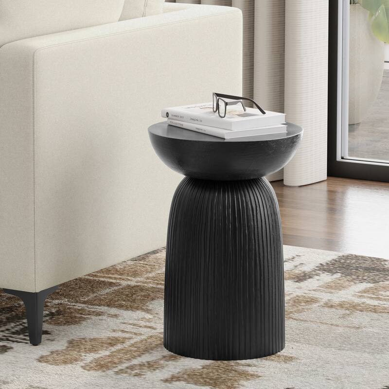 WYNDENHALL Willis 13" Wide Solid Wood Contemporary Accent Table & Fully Assembled - 12.6" D x 12.6" W x 17.7" H - Sleek Black
