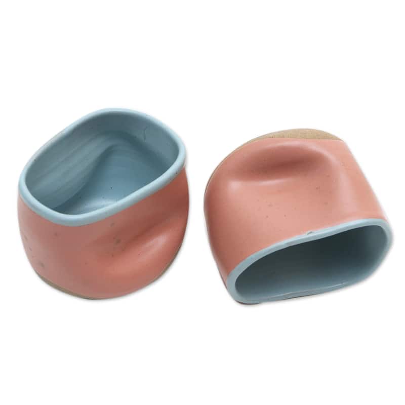 Novica Handmade Pink Squeeze Ceramic Teacups (Pair)