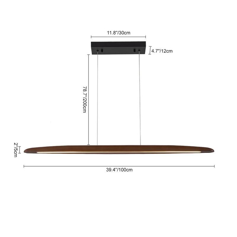 Modern Dimmable LED 24in Wood Linear Island Chandelier - 24.4in