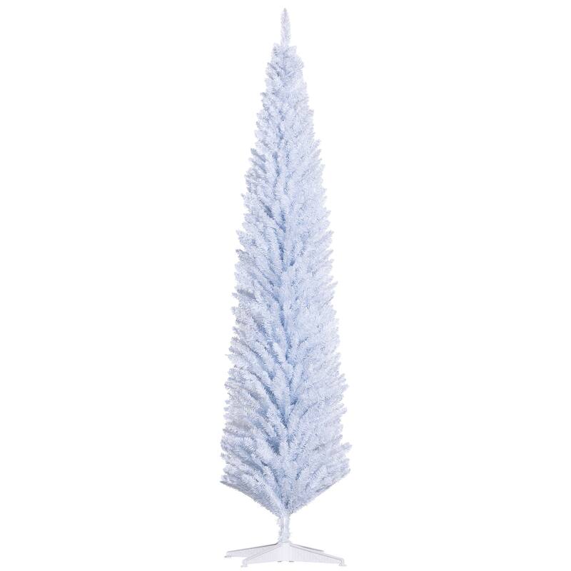 8ft Slim Pencil Artificial Christmas Tree with 618 Branch Tips and Plastic Stand