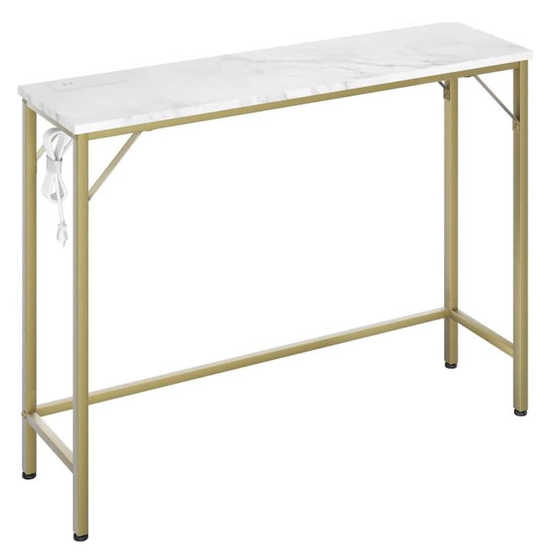 Modern Narrow Sofa Table with Charging Station