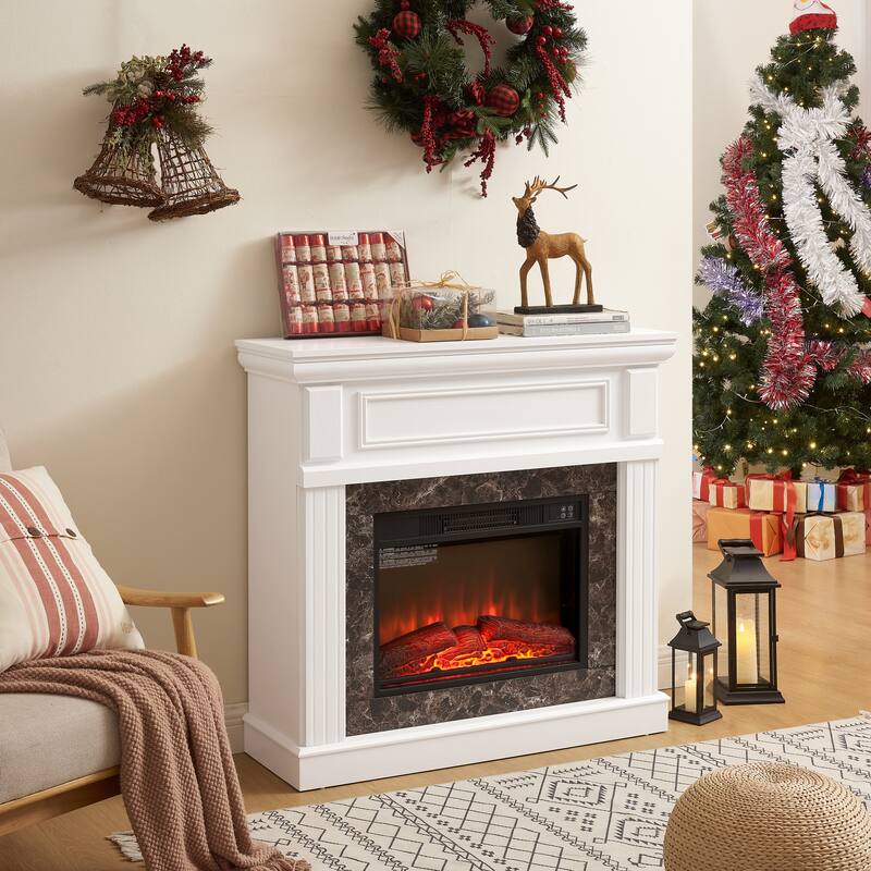 Electric Fireplace with Mantel,fireplace mantel surround with 23" Fireplace Insert, Adjustable Flame, Remote Control