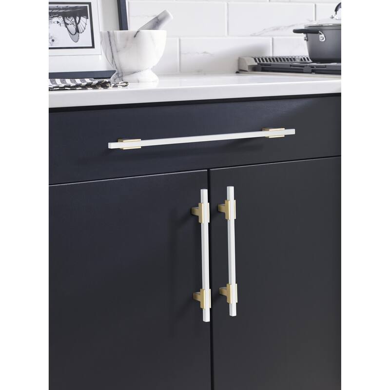 Urbanite 5-1/16 in (128 mm) Center-to-Center Brushed Gold/White Cabinet Pull - 5.0625