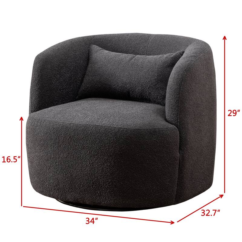 KINWELL 2-Piece Sherpa Living Room Set 1 Accent Chair 1 Boucle Ottoman