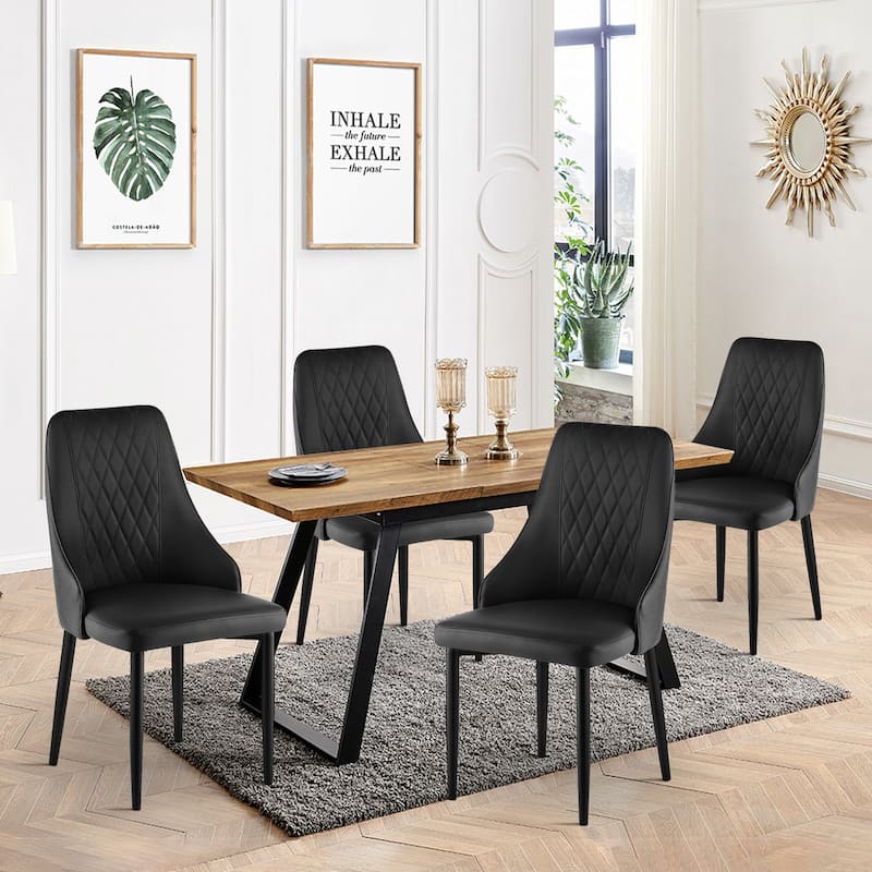 Faux Leather Upholstered Dining Chairs Set of 2 - 35.63"H x 17.72"W x 17.32"D