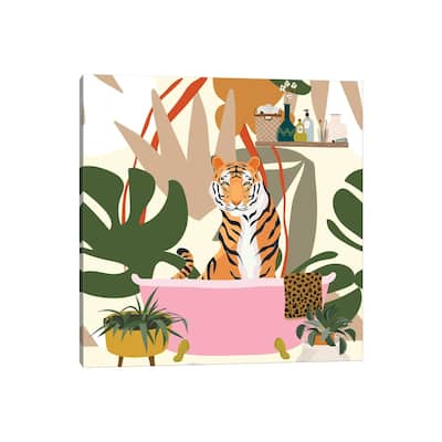 iCanvas "Tiger In Bathtub" by Jania Sharipzhanova Canvas Print