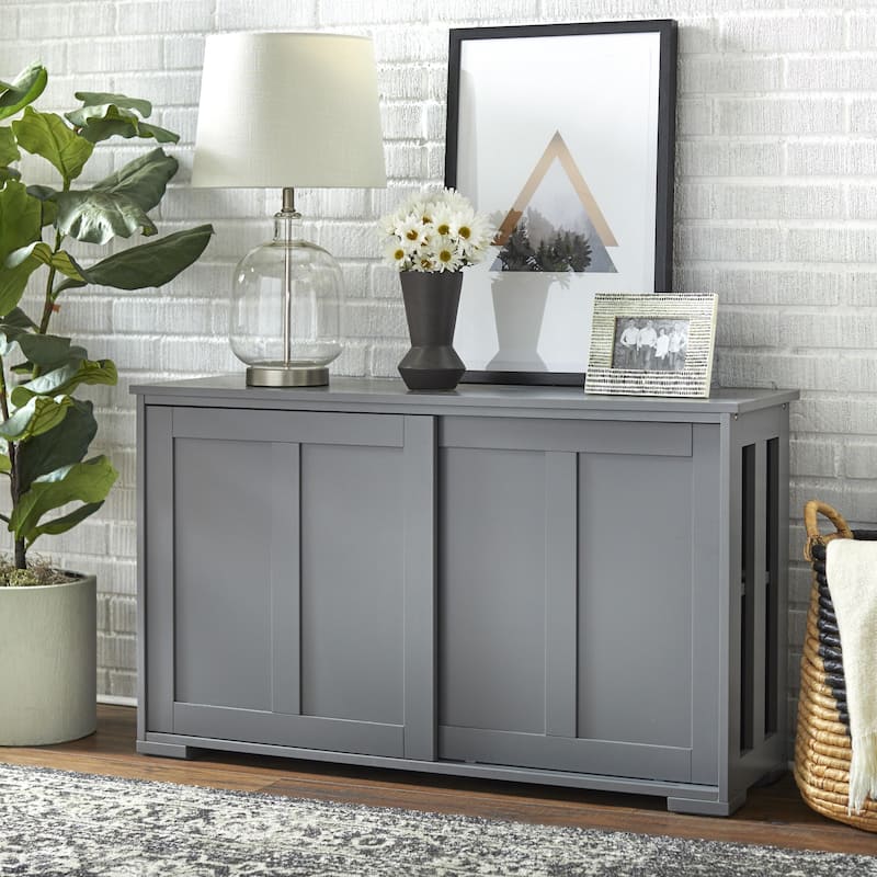 Porch & Den Jefferson Sliding Door Stackable Buffet/Sideboard - Charcoal Grey