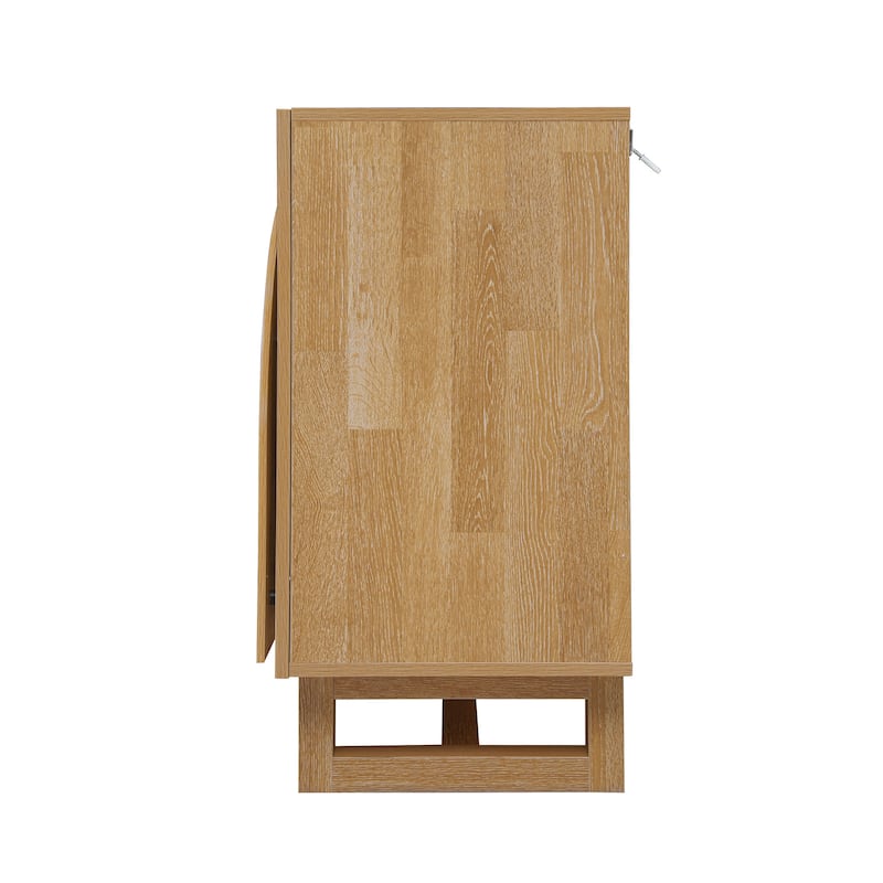 Wood Sideboard Buffet, Storage Cabinet with Adjustable Shelf, Accent Cabinet with Handle-Free Fan-Shaped Doors