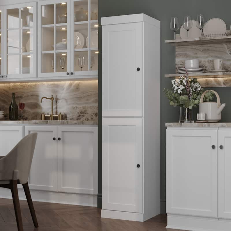 Palace Imports 100% Solid Wood 16.5" Kitchen Pantry Cabinet with Shaker Doors and Adjustable Shelves - White
