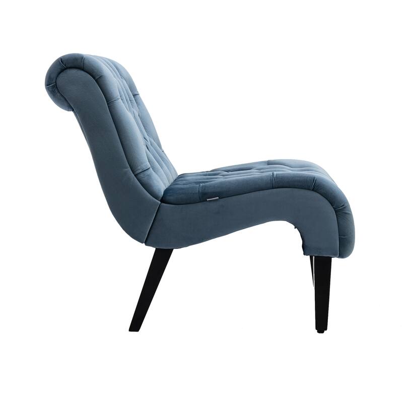 Velvet Upholstered Leisure Chair For Living Room With Wood Legs